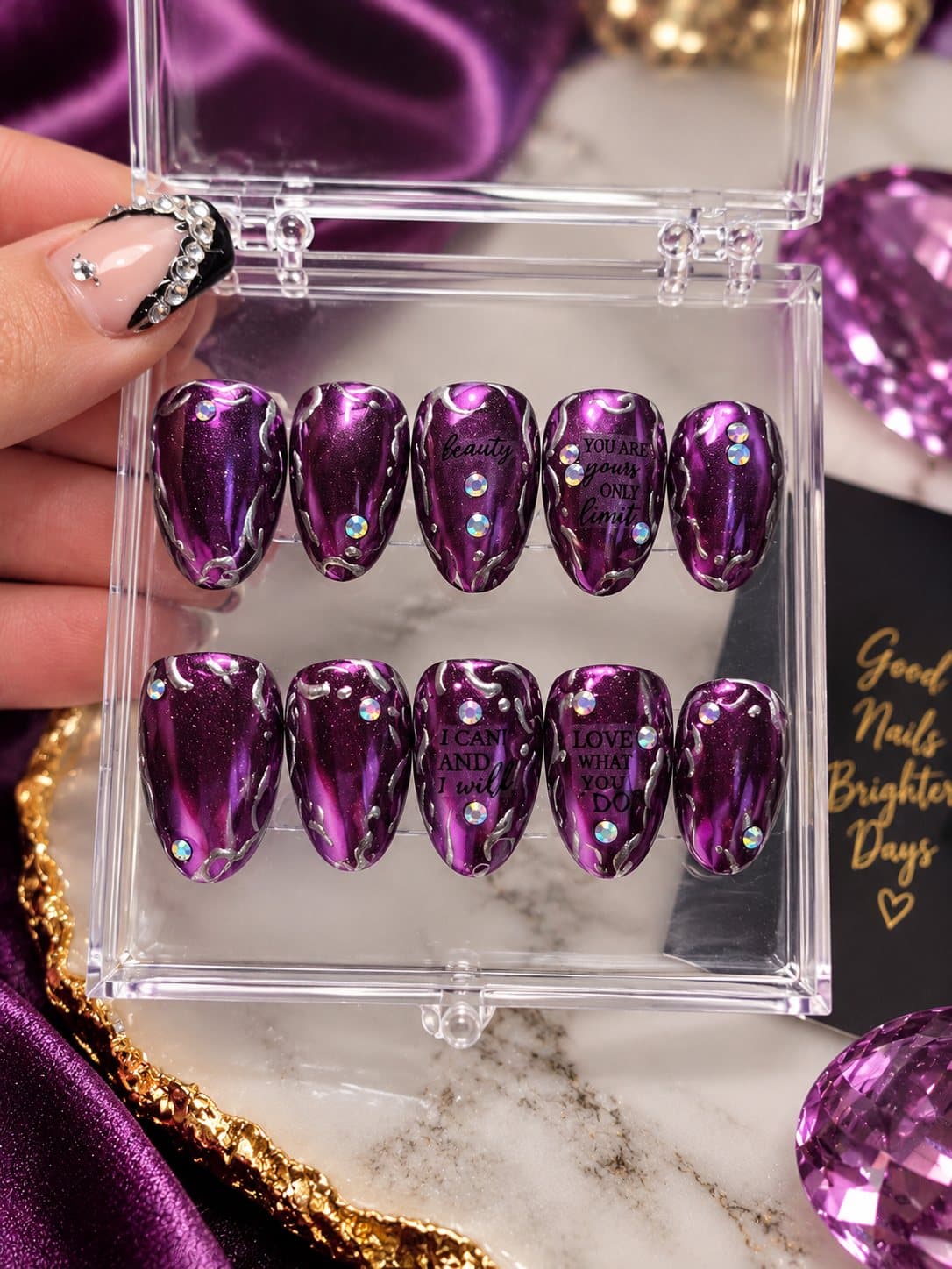 Amethyst Affirmations press-on nail set