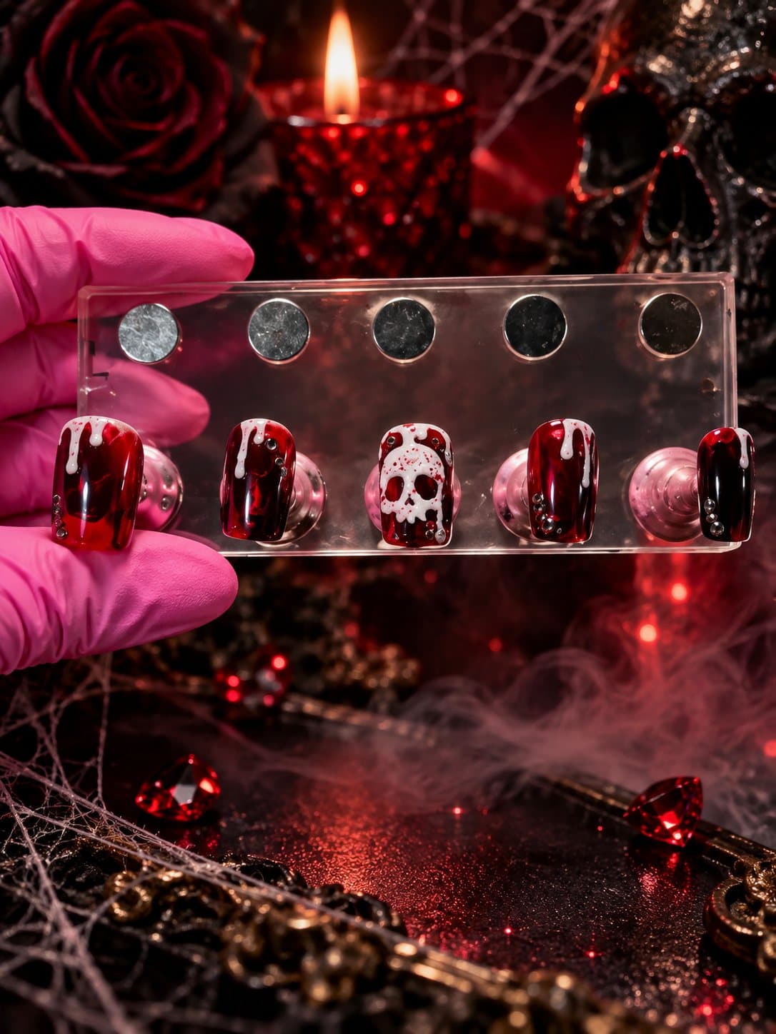 Bleeding Skull press-on nail set