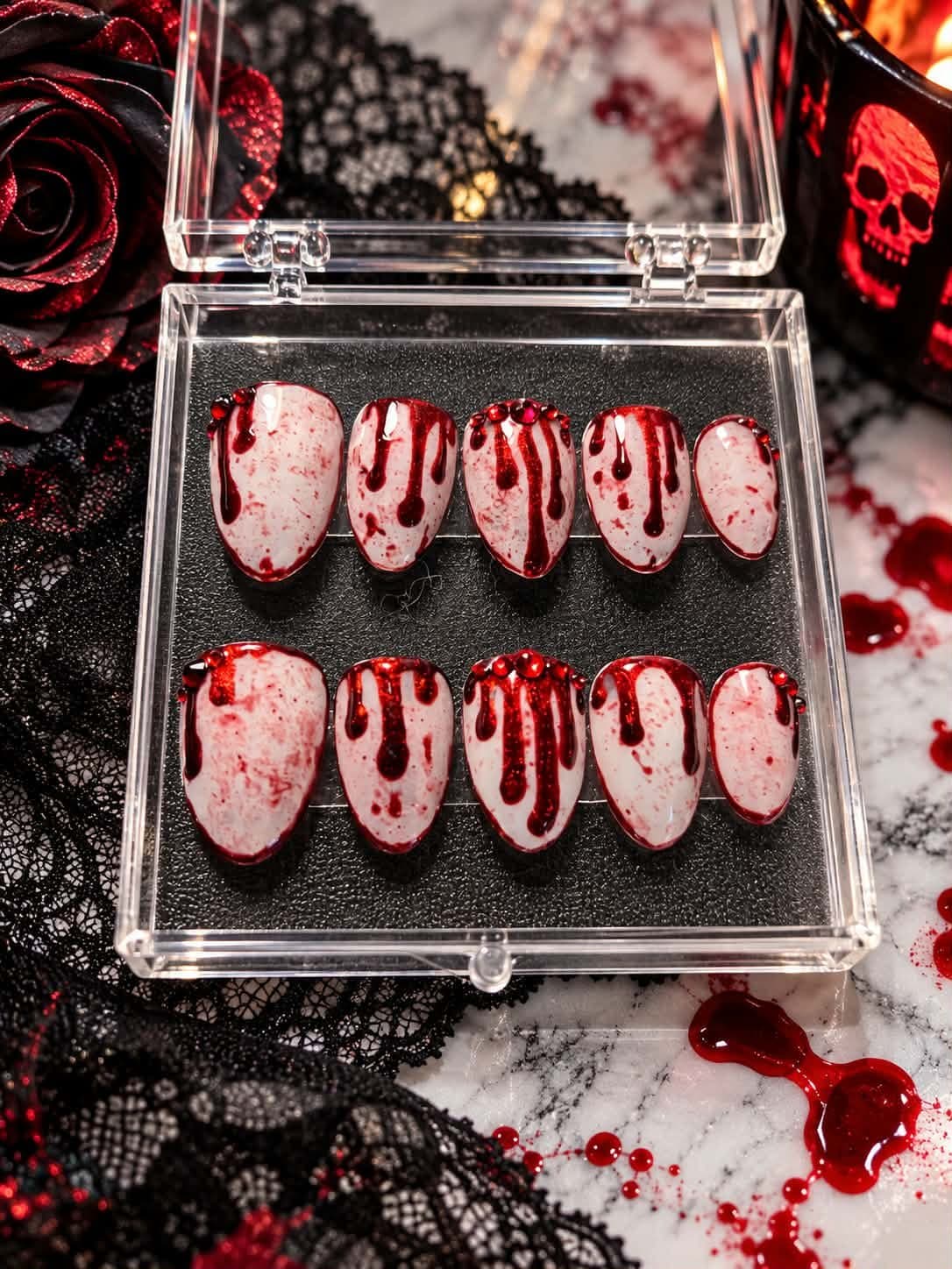 Blood Drip press-on nail set