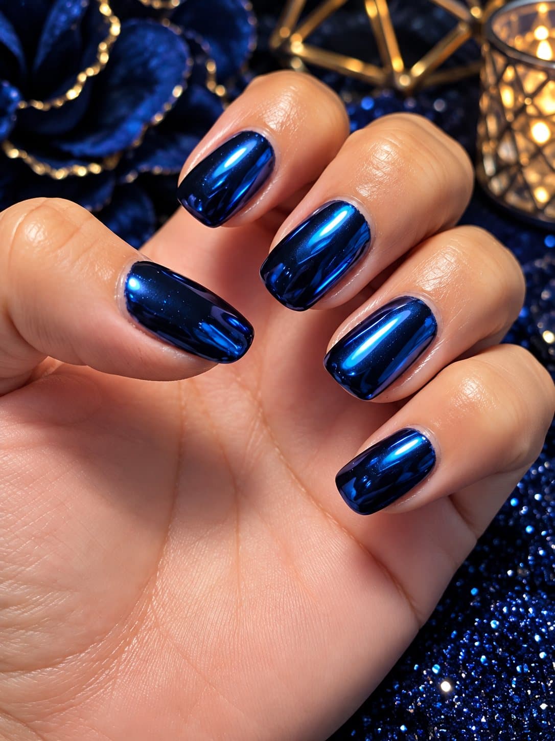 Midnight Chrome press-on nail set