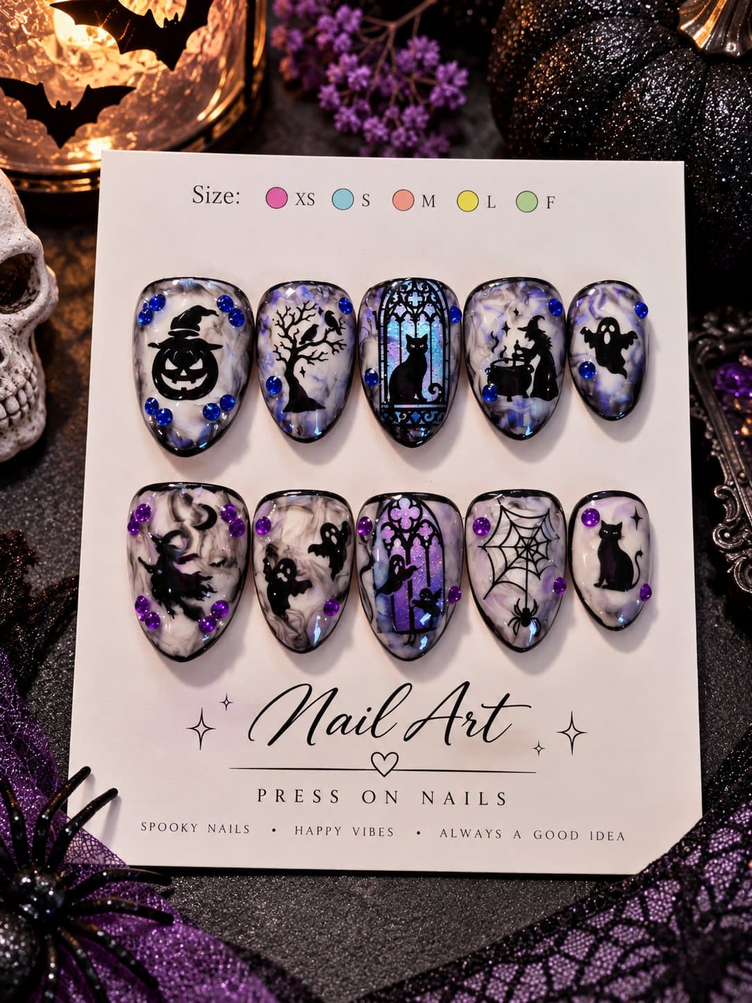 Midnight Silhouettes press-on nail set